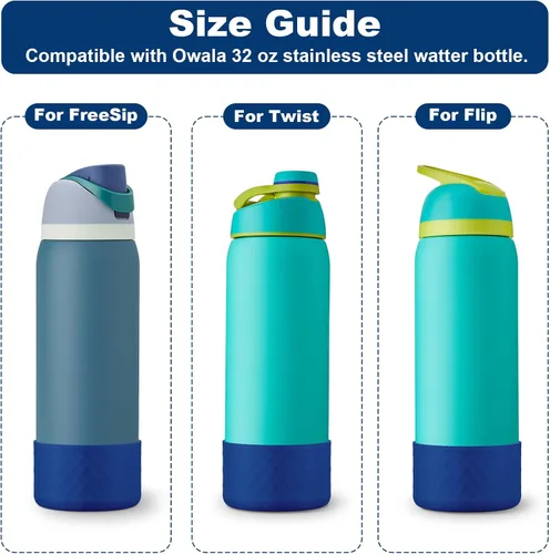 Vista 3 de Funda de silicona para botella de agua Owala de 40 oz, funda protectora antideslizante para botellas de acero inoxidable FreeSip/Twist/Flip Negro