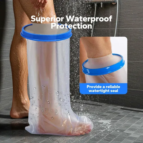 Vista 2 de Komoko Fundas de fundición para patas de ducha, cubierta de pierna fundida para ducha, impermeable, reutilizable, mantiene las heridas secas