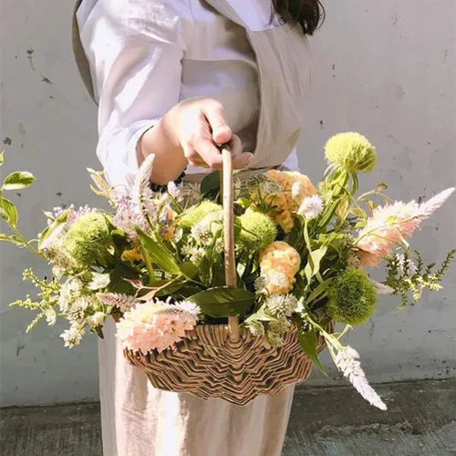 Vista 2 de NOLITOY Cesta de la compra de ratán pequeña cesta de pan de mimbre cesta de frutas despensa mimbre cesta de flores de ratán cesta de huevos