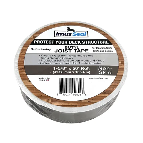 Imus Seal® Cinta de viguetas de butilo para vigas y vigas de cubierta intermitentes, resistente a los rayos UV, Level Decking™, Protect Your Deck