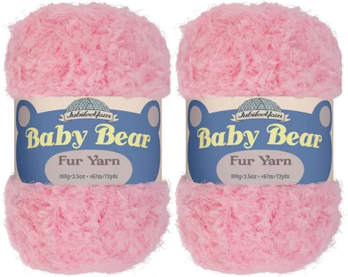 Vista 32 de JubileeYarn - Ovillo de lana de oso de bebé, piel de poliéster, 3.53 onzas/madeja, color blanco, 2 madejas