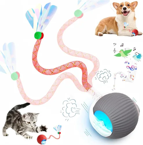 Vista 18 de 2PCS Interactive Cat Toys for Indoor Cats with 6 Tails, Automatic Cat Toy Fast Rolling on Carpet/ Wooden Floor/ Tiles, Rechargeable Kitten Toys for
