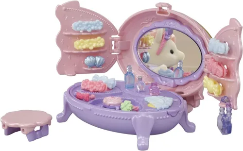 Vista 3 de Calico Critters Pony's Vanity Dresser Set, juego de casa de muñecas con figura y accesorios