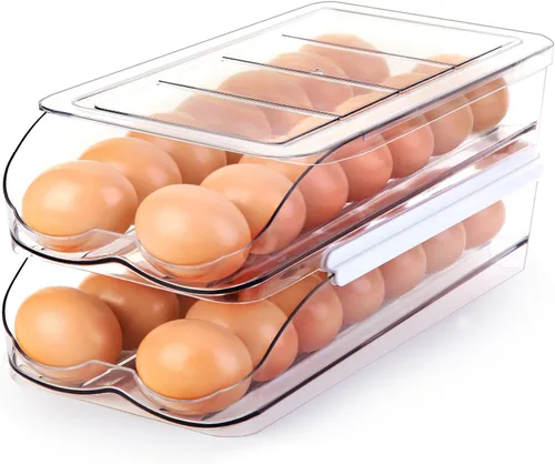 Vista 9 de RoskDeewat Soporte para Huevos para Refrigerador, Contenedor de Huevos con Rodamiento Automático para Refrigerador, Organizadores de Refrigerador