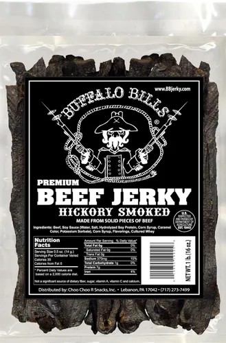 Buffalo Bills Piezas de cecina de res ahumada con hickory premium de 16 oz (cecina ahumada con hickory en piezas de tamaño aleatorio)