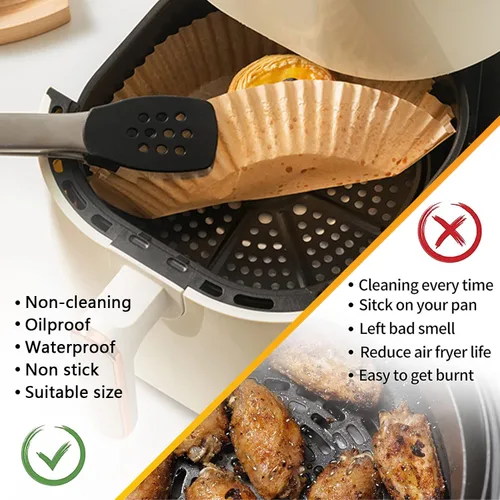 Vista 3 de Forros de papel para freidora de aire Ninja Crispi Pro 6 en 1 para freidora de aire AS101, forros de papel pergamino para freidora de aire