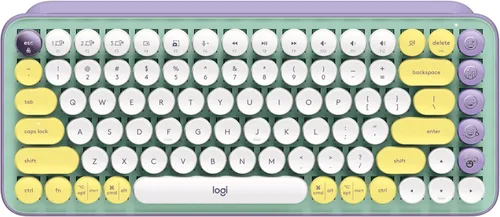 Vista 11 de Logitech POP Keys - Teclado mecánico inalámbrico con teclas Emoji personalizables, diseño compacto duradero, conectividad Bluetooth o USB, Cosmos