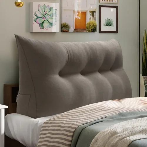 Vista 18 de WOWMAX - Almohada grande triangular con respaldo para cabecera, almohada de posicionamiento para lectura en forma de cuña, con funda extraíble