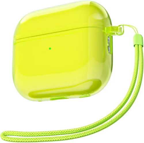 Vista 47 de Svanove Funda transparente para Airpods con correa, bonita carcasa rígida transparente de plástico para Airpods de 1ª 2ª generación con cuerda