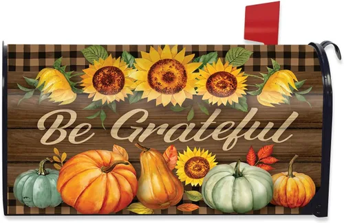 Vista 12 de Briarwood Lane Funda para buzón de otoño Be Grateful
