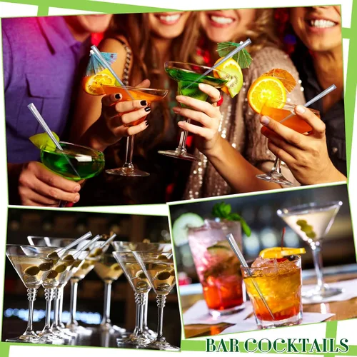 Vista 4 de 2000 púas de prisma de 3.54 pulgadas de plástico triangular transparente para cóctel, elegante guarnición para cócteles, palillos de dientes ideales