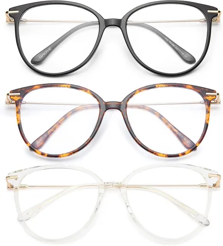 Vista 14 de Gaoye - Gafas de bloqueo de luz azul - Marcos redondos TR90 de moda, brazos de metal, protección UV400 - Estuche suave a juego