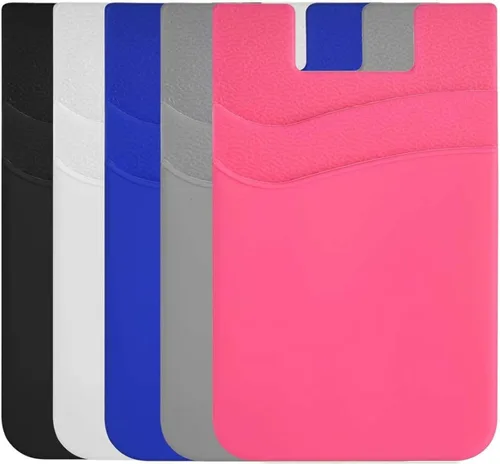 Vista 10 de BIAJIYA Billetera de silicona para teléfono, soporte para tarjetas para la parte posterior de la funda del teléfono, cartera