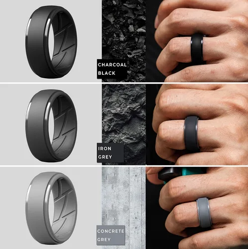 Vista 3 de ThunderFit Anillo de silicona para hombre, con ranuras para flujo de aire, 0.4pulgadas de ancho, 0.1pulgadas de grosor