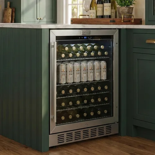 Vista 15 de Empava Refrigerador de vino de doble zona de 15 pulgadas con puerta de vidrio reversible, refrigerador independiente con luz LED, control táctil