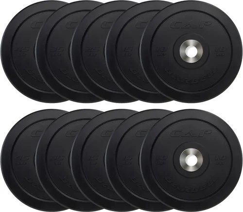 Vista 41 de CAP Barbell - Juego de discos olímpicos de goma de 2 pulgadas con soporte de 6 postes, 100-370 libras, múltiples opciones