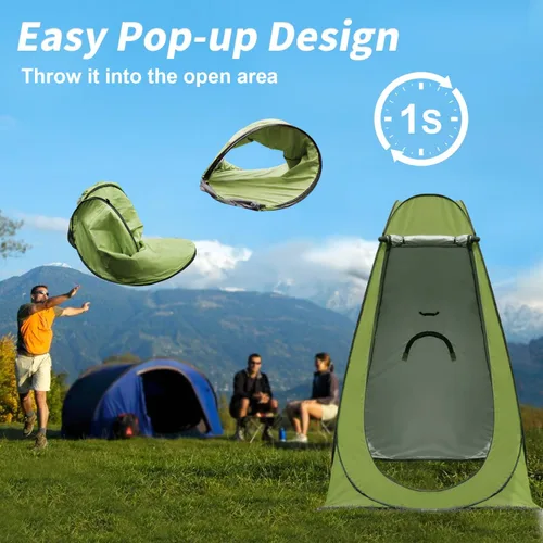 Vista 5 de Anngrowy Pop Up Privacy Shower Tent - Portable Outdoor Camping Bathroom Toilet Changing Dressing Room - UPF40+ Waterproof