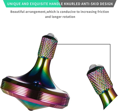 Vista 6 de Parte superior giratoria de precisión de metal, bien fabricada de acero inoxidable, giro de larga duración que excede los 8 minutos, juguete