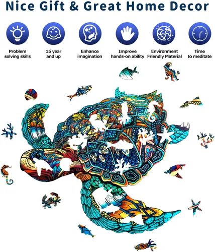 Vista 13 de Jigfoxy Rompecabezas de madera para adultos, rompecabezas de madera de colibrí, rompecabezas únicos con forma de animal, regalos de Navidad