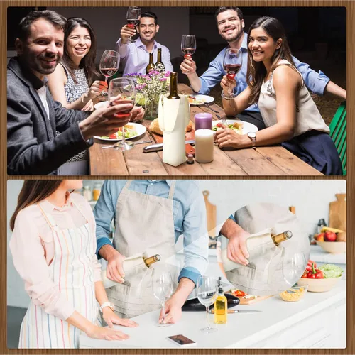 Vista 6 de Hoolerry 12 piezas de bolsas de lona para vino con asa de 12 pulgadas, bolsa de regalo de vino en blanco sublimable reutilizable, bolsa de mano