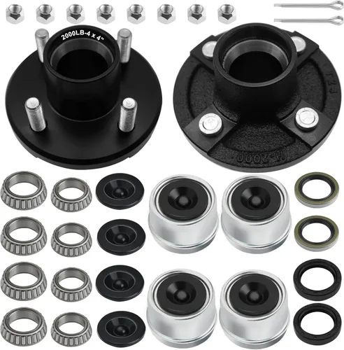 Vista 8 de 2 Juegos de Kits de Cubo Loco para Remolque de 3500 libras, Eje de 1-1/16" a 1-3/8", Cubo de Remolque de 5 Orejetas con Kit de Rodamientos L44649
