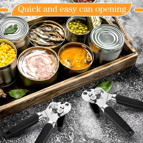 Vista 6 de Gisafai Abrelatas manual de 6 piezas con hoja afilada, borde liso, multifuncional, utensilios de cocina, abridores de mano, perilla de mano de gran