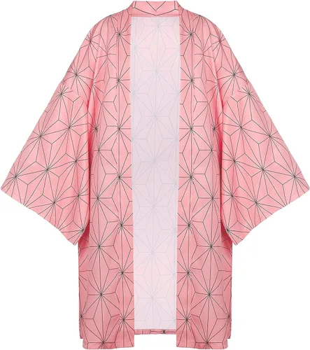 Vista 3 de Bichingda Capa de rol Anime Kamado Tanjirou Nezuko Giyuu Zenitsu Batas de cosplay chaqueta de cárdigan rosa
