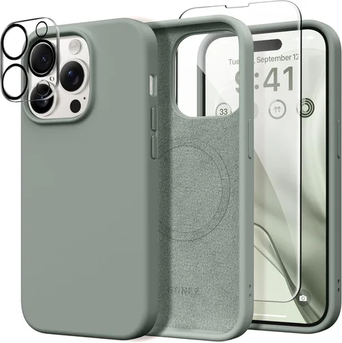 Vista 55 de GONEZ Funda magnética para iPhone 14, compatible con Magsafe, con protector de pantalla + protector de cámara, forro de microfibra antiarañazos