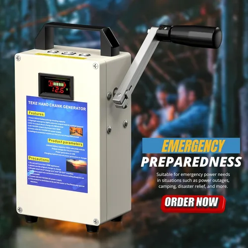 Vista 3 de 150W Hand Crank Generator, Portable Power Station w/Folding Handle, Aluminum Alloy Small Inverter Generator Rechargeable for Home Camping Outdoor