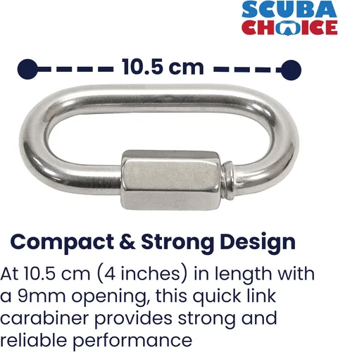 Vista 3 de Snorkel Master Scuba Choice SS - Mosquetón ovalado de enlace rápido para barco con tornillo de apertura de 0.571 in, 4.1 in, color gris