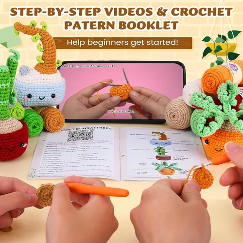 Vista 11 de Kit de ganchillo para principiantes, kit de inicio de ganchillo con tutoriales en video paso a paso, kits de aprendizaje para adultos y niños
