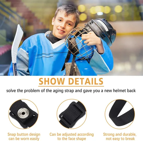 Vista 3 de Hockey Helmet Chin Strap Single Snap Detachable Sports Strap Replacement Ear Loops adjustable buckle Accessory Repair Kit