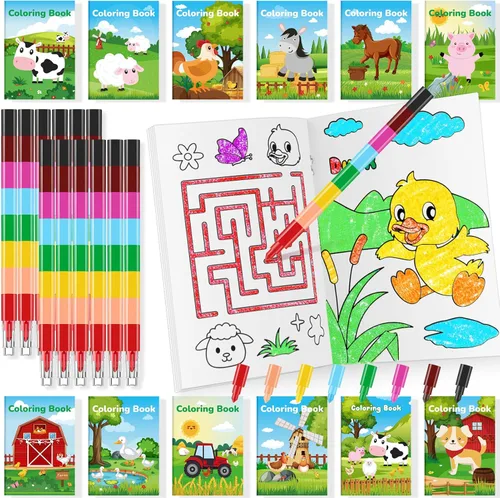 Vista 34 de BenLouis 24 mini libros para colorear de héroe para niños con 24 crayones apilables, recuerdos de fiesta de héroes, libros de actividades a granel