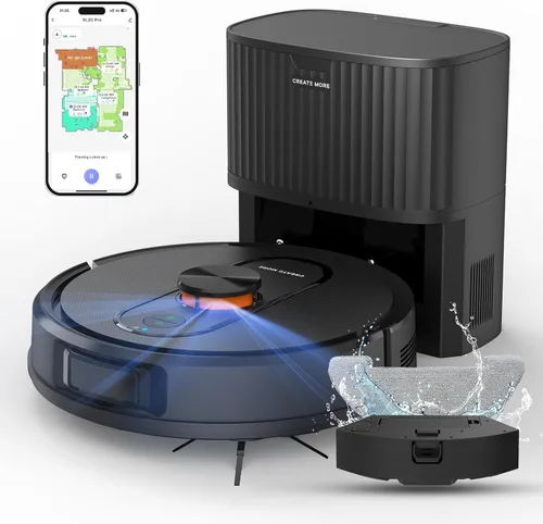 Robot aspirador y trapeador, 5000 Pa aspiradora robótica autovaciado, 60 días de manos libres, 3 en 1 LiDAR robot aspirador, Wi-Fi/App/Alexa,