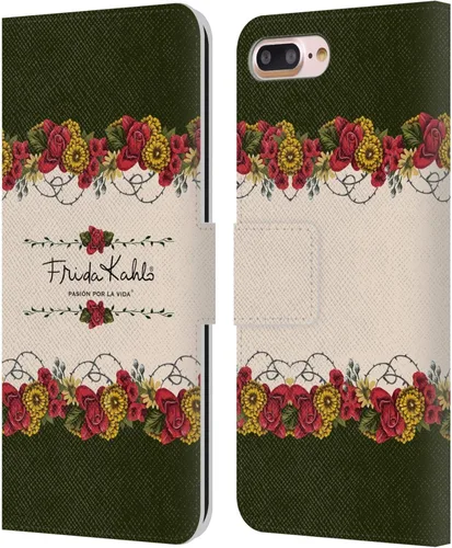 Vista 70 de Head Case Designs Funda con licencia oficial de Frida Kahlo Portrait Red Florals - Funda de piel tipo cartera compatible con Apple iPhone 14 Pro