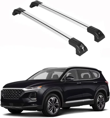 Vista 19 de ERKUL Barras Transversales de Techo para Hyundai Santa Fe 2013-2018 Barras Transversales de Aluminio con Cerradura Antirrobo para Techo Negro