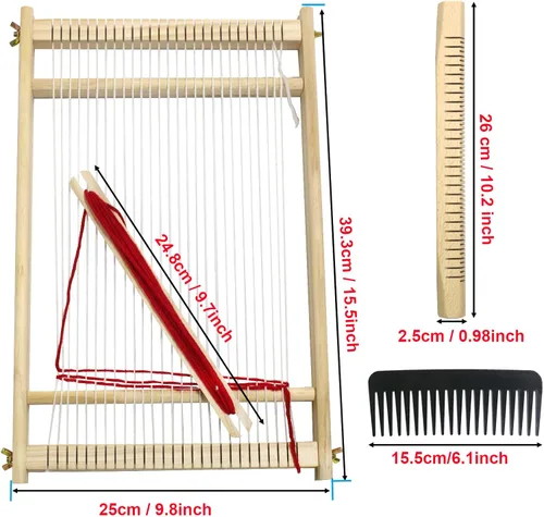 Vista 2 de Kit de telar de tejido, telar de tejido multiartesanal de madera con armazón grande de tapicería 9.85x 15.5 pulgadas, máquina de tejido de punto