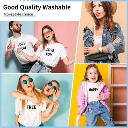 Vista 6 de 10 hojas, 440 piezas de letras termoadhesivas para ropa, letras de transferencia térmica de 2 pulgadas, letras de vinilo negro termoadhesivas