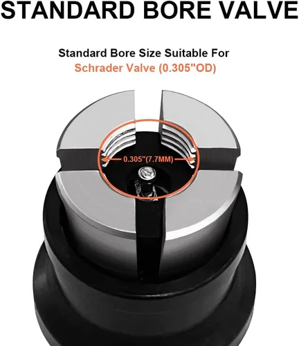 Vista 3 de JINKEY Mandril de Aire con Bloqueo para Válvula Schrader, 1/4" FNPT de Latón Resistente con Flujo Cerrado Recto Mandril de Neumático con Bloqueo