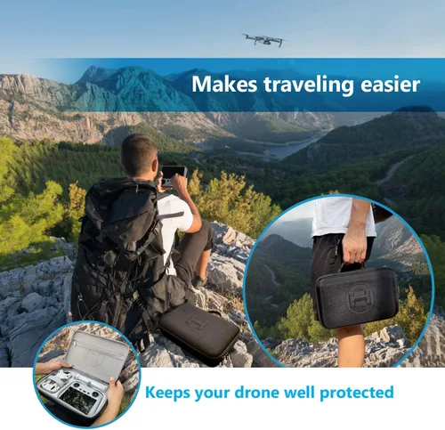 Vista 7 de JSVER Estuche de transporte para DJI Mini 3 Pro/Mini 3 - Estuche de almacenamiento de viaje de carcasa dura con control remoto RC/RC-N1 y accesorios