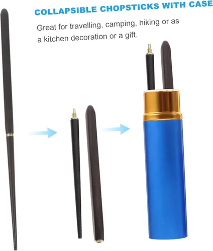 Vista 9 de Cabilock Palillos desmontables de viaje, cubertería coreana, cuenco de ramen, palillos plegables, juego de cubiertos de madera con estuche, palillos