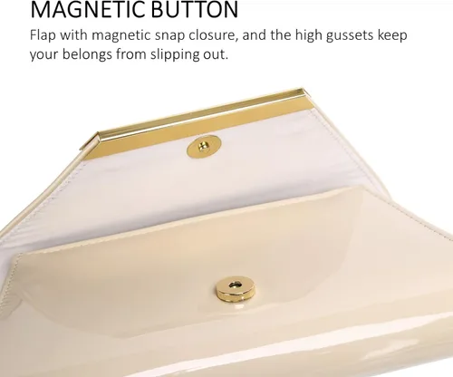 Vista 7 de Patent Leather Envelope Clutch Womens Evening Handbag Stylish Shoulder Bag Purse for Christmas Wedding Party Prom