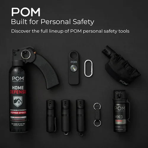 Vista 10 de POM Premium Pepper Spray Keychain, Quick Release Access Flip Top Safety, Police Grade OC Formula with UV Marking Dye, 25 Precision Bursts, 10 Foot