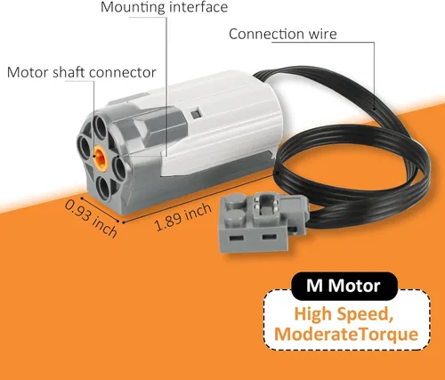 Vista 2 de Kit de motor 5 en 1 compatible con la mayoría de bloques de construcción con clavos, set de motor con potentes motores, funcionalidad avanzada