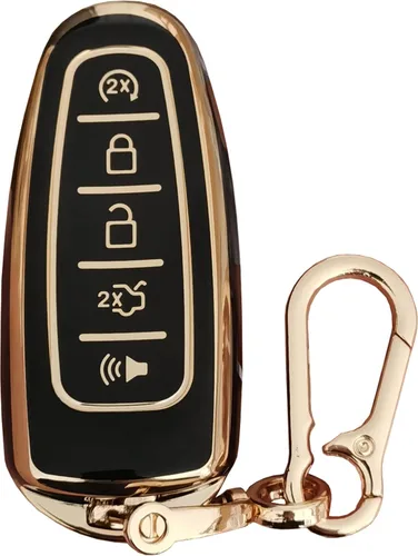Vista 3 de para Ford Cubierta de llave Compatible con Ford Edge Escape Expedition Explorer Focus Taurus Lincoln MKS MKT MKX Navigator, Negro, Pequeño
