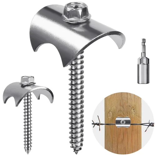 Insaga Grapas de acero inoxidable 304 para cercas de alambre, tornillos reutilizables para clavos de malla de alambre y cercas tejidas, uso en