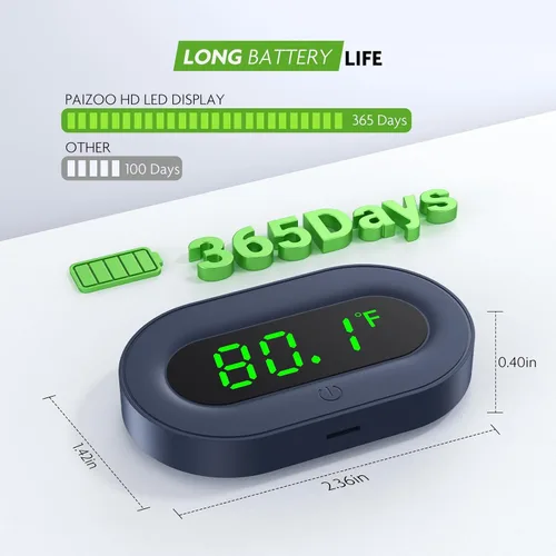 Vista 5 de Termómetro de acuario digital PAIZOO, termómetro para tanque de peces con pantalla LED, adhesivo, alta precisión de ±0.9℉, medición de temperatura