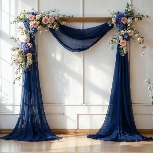 Vista 13 de PARTISKY Tela drapeada para arco de boda, cortinas negras de 19 pies, cortinas transparentes para telón de fondo, decoración de arco de boda