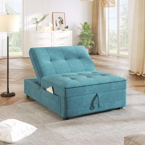 Vista 3 de Sofá cama, sofá cama convertible 4 en 1, sofá cama sin montaje, sofá cama multifuncional moderno con respaldo ajustable, bolsillo de almacenamiento