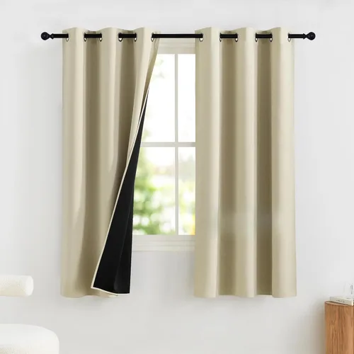 Vista 112 de NICETOWN Cortinas 100% Opacas Cortas de 36 Pulgadas de Largo para Dormitorio, Privacidad Aislamiento Térmico con Ojales Cortinas de Ventana
